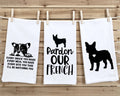 Set of 3 French Bulldog Flour Sack Kitchen Towels Funny Frenchie Dog Hand Tea Dish Towels Birthday Housewarming Christmas Gift for Women Men