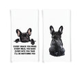 Black French Bulldog Set of 2 Flour Sack Kitchen Towels Funny Frenchie Dog Birthday Christmas Housewarming Gift Idea for Women Men