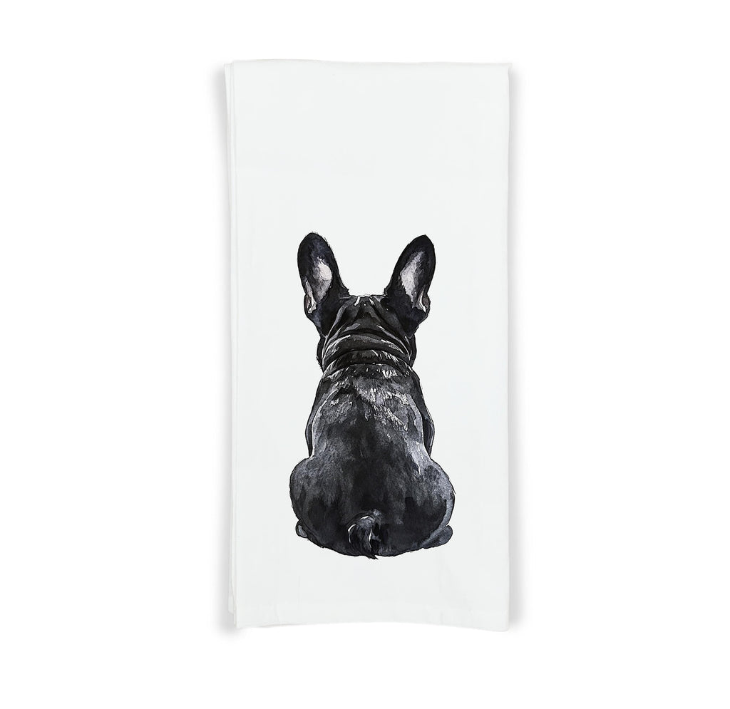 Black French Bulldog Set of 2 Flour Sack Kitchen Towels Funny Frenchie Dog Birthday Christmas Housewarming Gift Idea for Women Men