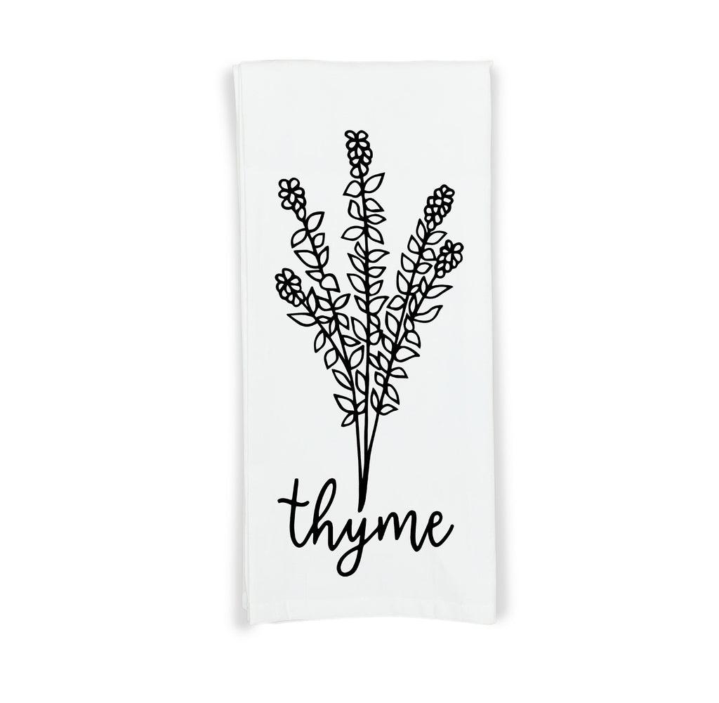 Herb Flour Sack Kitchen Towels - Set of 6 Oregano Rosemary Cilantro Mint Basil Thyme Farmhouse Birthday Christmas Mothers Day Gift for Women
