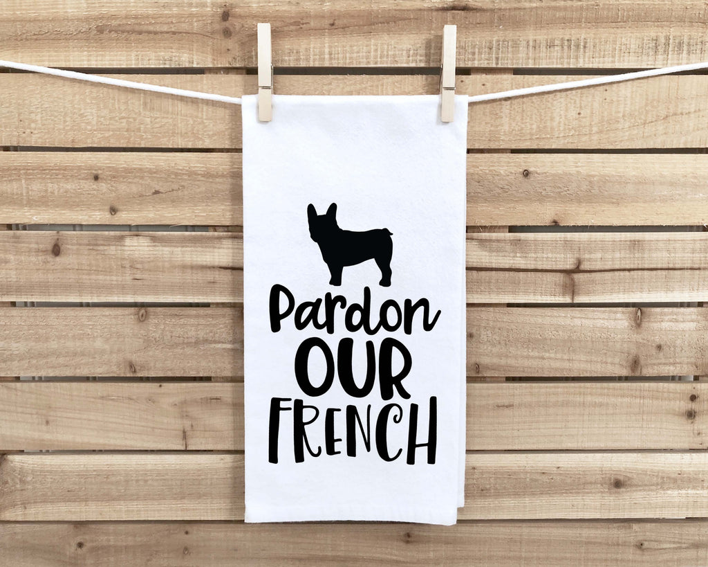 Set of 2 French Bulldog Flour Sack Kitchen Towel Gift Two Funny Frenchie Dog Dish Towels Birthday Christmas Housewarming Gift for Women Men