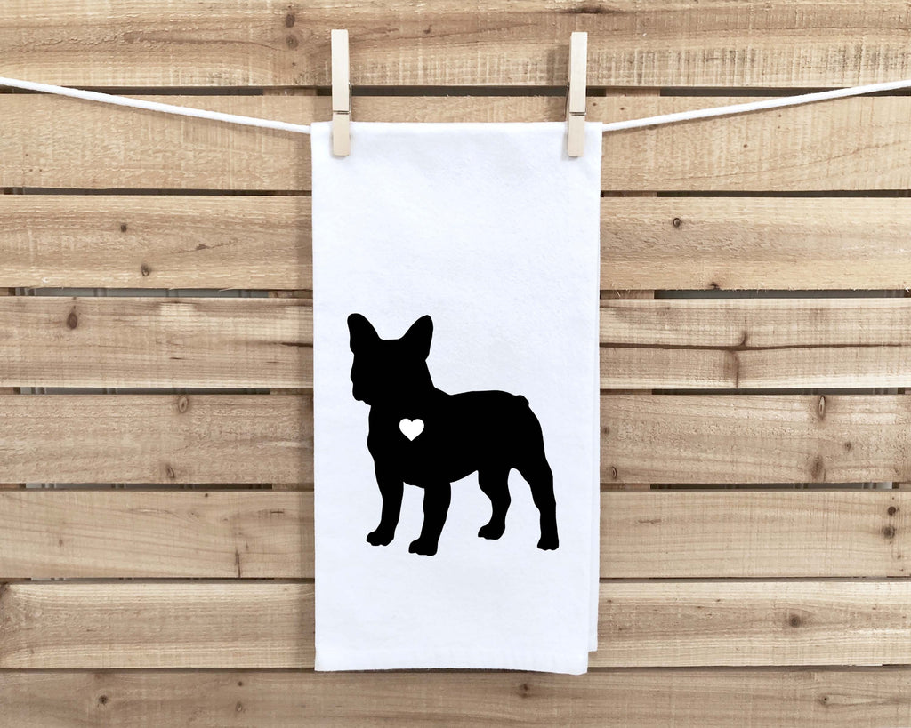 Set of 2 French Bulldog Flour Sack Kitchen Towel Gift Two Funny Frenchie Dog Dish Towels Birthday Christmas Housewarming Gift for Women Men